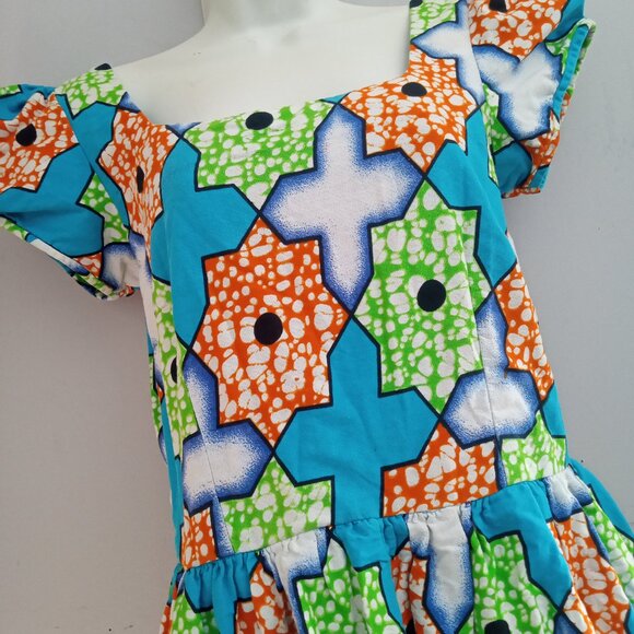 Ankara African print Dress Handmade size 10 - Picture 6 of 7